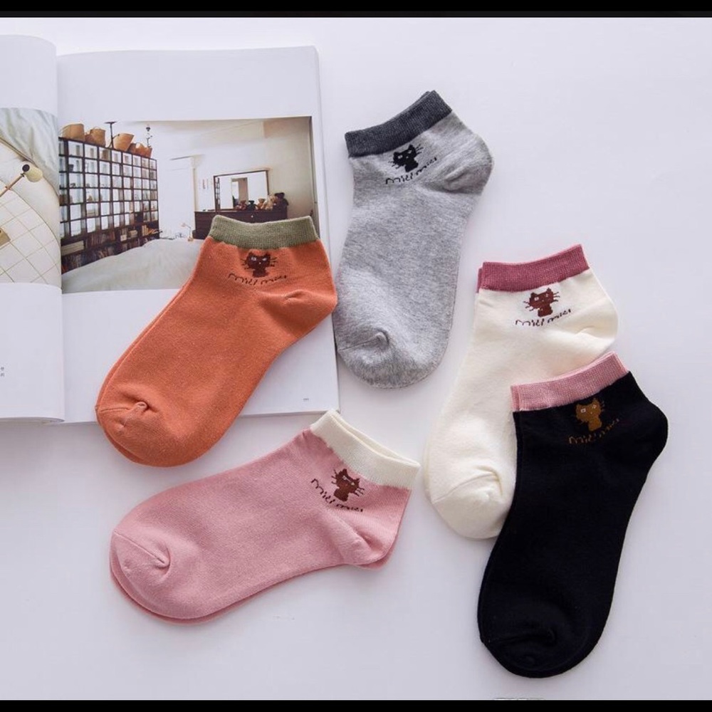 5pairs Korean women socks, pure cotton sock